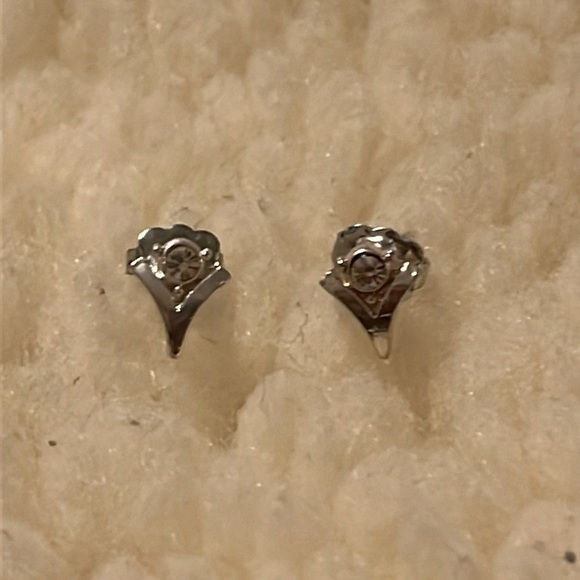Silver Rhinestone Pierce Earrings - Picture 8 of 16